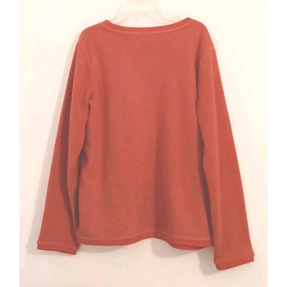 Denim & Company Orange Waffle Knit Sweatshirt Women's Size Medium Pre-owned